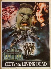 s440 GATES OF HELL Pakistani movie poster '83 Lucio Fulci, zombies!
