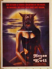 s542 HOUSE WHERE EVIL DWELLS Pakistani movie poster '82 wild artwork!