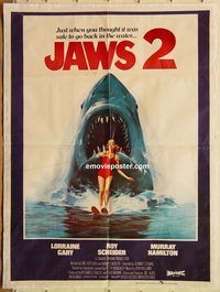 s586 JAWS 2 Pakistani movie poster '78 Roy Scheider, man-eating shark!