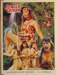 s596 JUNGLE QUEEN Pakistani movie poster '80s sexy women!