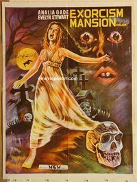 s722 MANIAC MANSION Pakistani movie poster '72 Analia Gade, horror!