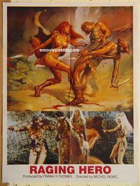 s907 RAGING HEROS Pakistani movie poster '70s medieval thriller!