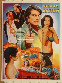 t019 SILENT ACTION Pakistani movie poster '75 Luc Merenda, Mel Ferrer