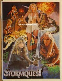 t078 STORMQUEST Pakistani movie poster '87 sexy warrior woman!