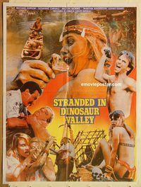 t080 STRANDED IN DINOSAUR VALLEY Pakistani movie poster '85 cannibals!