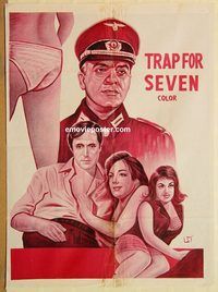 t177 TRAP FOR SEVEN SPIES Pakistani movie poster '66 WW2 thriller!