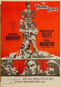 t267 YOUNG LIONS Pakistani movie poster '58 Marlon Brando, WWII!