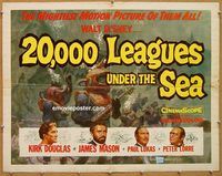 y040a 20,000 LEAGUES UNDER THE SEA half-sheet movie poster '55 Jules Verne