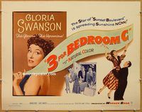 y041 3 FOR BEDROOM C half-sheet movie poster '52 sexy Gloria Swanson!