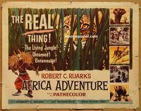 y046 AFRICA ADVENTURE half-sheet movie poster '54 great jungle image!
