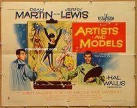 y058 ARTISTS & MODELS style B half-sheet movie poster '55 Martin & Lewis!