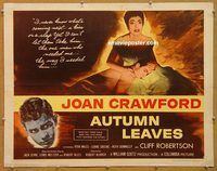 y062 AUTUMN LEAVES half-sheet movie poster '56 Joan Crawford, Robertson