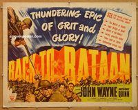 w033 BACK TO BATAAN half-sheet movie poster '45 John Wayne, Anthony Quinn