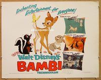 y063 BAMBI half-sheet movie poster R66 Walt Disney cartoon classic!
