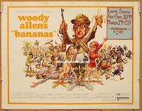 y065 BANANAS half-sheet movie poster '71 Woody Allen, Jack Davis art!