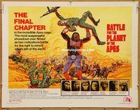 y069a BATTLE FOR THE PLANET OF THE APES half-sheet movie poster '73 sci-fi!