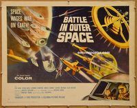 y069b BATTLE IN OUTER SPACE half-sheet movie poster '60 Toho, sci-fi!