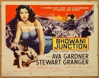 y075 BHOWANI JUNCTION half-sheet movie poster '55 Ava Gardner, Granger