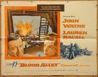 y084 BLOOD ALLEY half-sheet movie poster '55 John Wayne, Lauren Bacall