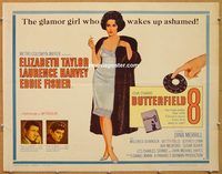 y094 BUTTERFIELD 8 half-sheet movie poster '60 callgirl Elizabeth Taylor!