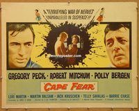 y098 CAPE FEAR half-sheet movie poster '62 Gregory Peck, Robert Mitchum