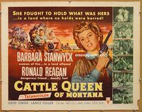 y101 CATTLE QUEEN OF MONTANA half-sheet movie poster '54 Stanwyck, Reagan