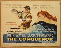 y119 CONQUEROR half-sheet movie poster '56 John Wayne, Susan Hayward