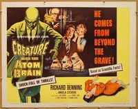 y123 CREATURE WITH THE ATOM BRAIN half-sheet movie poster '55 Denning