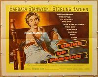 y124 CRIME OF PASSION half-sheet movie poster '57 Barbara Stanwyck, Hayden
