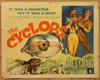 y126 CYCLOPS half-sheet movie poster '57 Bert I. Gordon, Lon Chaney Jr.