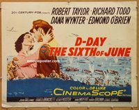 y135 D-DAY THE 6TH OF JUNE half-sheet movie poster '56 World War II!