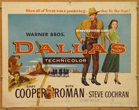 y127 DALLAS half-sheet movie poster '50 Gary Cooper, Raymond Massey