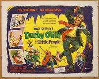 y129 DARBY O'GILL & THE LITTLE PEOPLE half-sheet movie poster '59 Connery