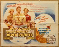 y132 DAVY CROCKETT & THE RIVER PIRATES half-sheet movie poster '56 Fess Parker