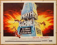 y139 DEATH MACHINES half-sheet movie poster '76 wild sci-fi horror!