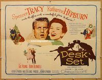 y144 DESK SET half-sheet movie poster '57 Spencer Tracy, Kate Hepburn