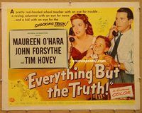 y158 EVERYTHING BUT THE TRUTH half-sheet movie poster '56 Maureen O'Hara