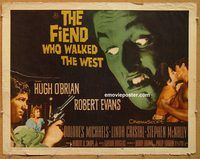 y167 FIEND WHO WALKED THE WEST half-sheet movie poster '58 Hugh O'Brian