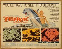 y174a FLIPPER half-sheet movie poster '63 Connors, Luke Halpin, dolphin!