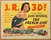 y181 FRENCH LINE half-sheet movie poster '54 3-D Jane Russell, Roland