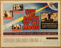 y185 FROM THE EARTH TO THE MOON half-sheet movie poster '58 Jules Verne