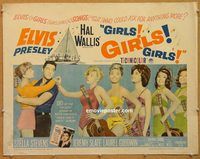 y194 GIRLS GIRLS GIRLS half-sheet movie poster '62 Elvis Presley, Stevens
