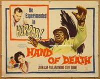y207 HAND OF DEATH half-sheet movie poster '62 John Agar, Paula Raymond