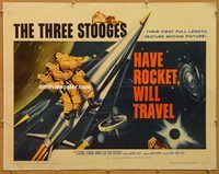 y211 HAVE ROCKET WILL TRAVEL half-sheet movie poster '59 3 Stooges