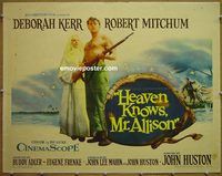 y212 HEAVEN KNOWS MR ALLISON half-sheet movie poster '57 Robert Mitchum