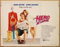 y214 HERO AT LARGE half-sheet movie poster '80 John Ritter, Anne Archer
