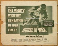 y224 HOUSE OF WAX half-sheet movie poster '53 Vincent Price, Bronson