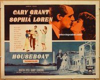 y226 HOUSEBOAT style B half-sheet movie poster '58 Cary Grant, Sophia Loren