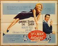 y236 IF A MAN ANSWERS half-sheet movie poster '62 Sandra Dee, Bobby Darin