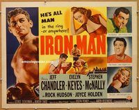 y241 IRON MAN half-sheet movie poster '51 Jeff Chandler boxing!